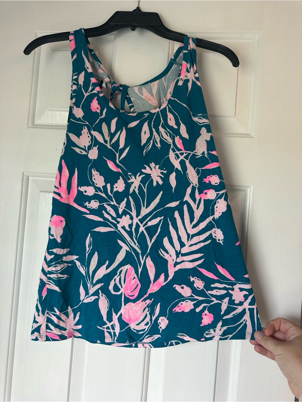 Lilly Pulitzer Teal Tank with Pink Floral Print